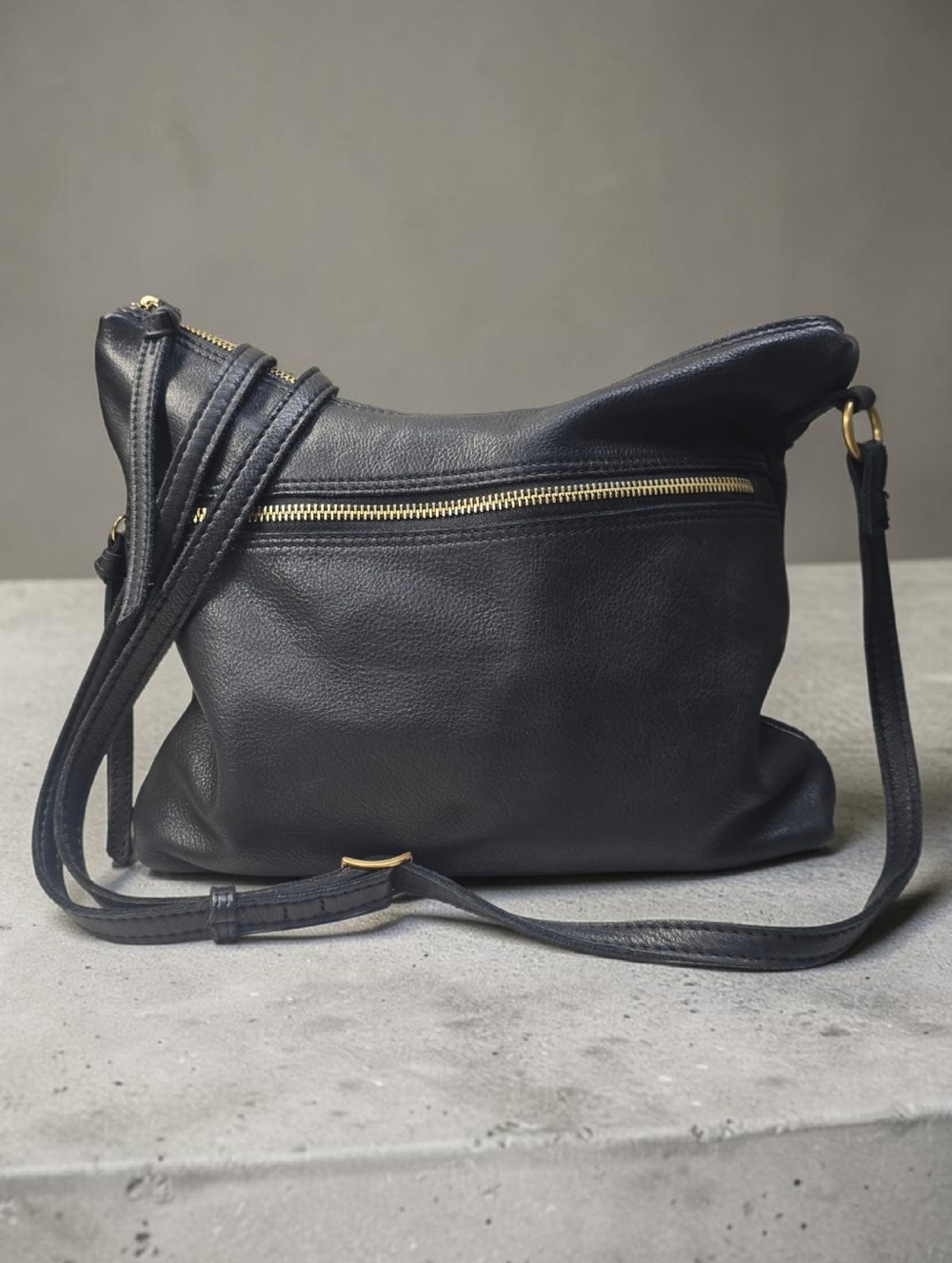 Margot Black Leather Crossbody Purse Bag